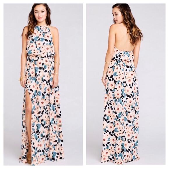 Show Me Your Mumu Heather Floral Halter Maxi Dress Small Steel Magnolia Wedding - Picture 1 of 14